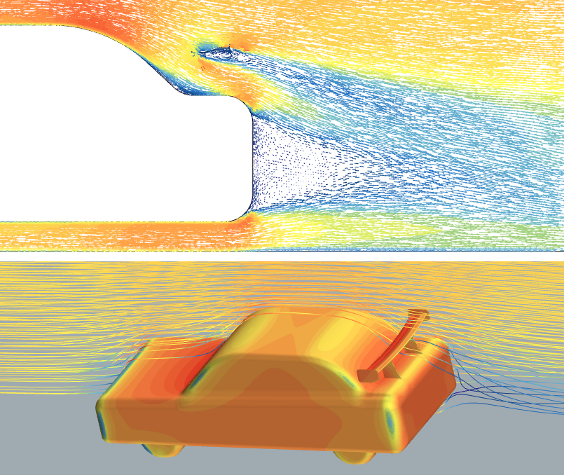 CarCFD_spoiler_streamline.png 汽车尾翼CFD矢量图流线图