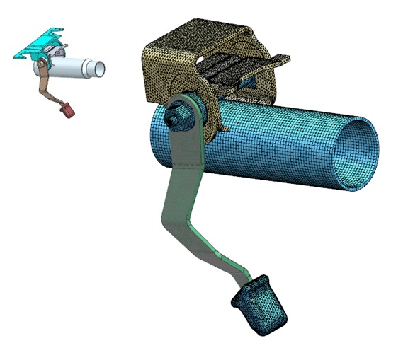 SteeringHandle_mesh.jpg 转向柱调节机构有限元仿真模型
